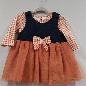 Baby Starters Orange and Navy Checkered Dress